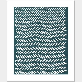 Knitting pattern - white on teal Posters and Art